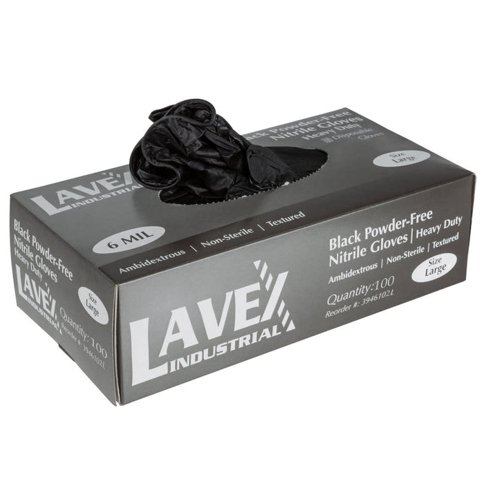 Lavex Powder Free Gloves 6 Mil Black